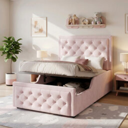 Single Upholstered Hydraulic Storage Bed With Headboard And Large Storage Space - thumbnail 5