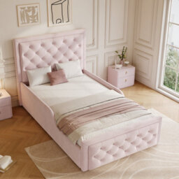 Single Upholstered Hydraulic Storage Bed With Headboard And Large Storage Space - thumbnail 4