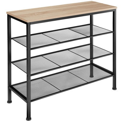 Tectake Shoe Rack Newport - Surface Shelf And 3 Grid Shelves, Industrial Style -  - Industrial Wood Light, Oak Sonoma - image 1