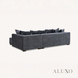 Aluxo Gramercy Modern Boucle Right Hand Corner Sofa L Steel Mermaid Velvet Grey Medium - thumbnail 8
