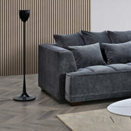 Aluxo Gramercy Modern Boucle Right Hand Corner Sofa L Steel Mermaid Velvet Grey Medium - thumbnail 4