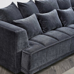 Aluxo Gramercy Modern Boucle Right Hand Corner Sofa L Steel Mermaid Velvet Grey Medium - thumbnail 3