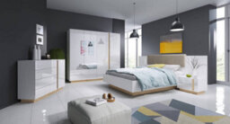 Arte Arco Contemporary 4 Hinged Door Wardrobe 7 Shelves 2 Drawers 1 Rail White Gloss (H)2040mm (W)2200mm (D)540mm - thumbnail 6