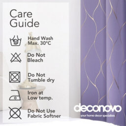 Deconovo Eyelet Blackout Curtains, Gold Wave Foil Printed Curtains For Living Room, W52 X L54 Inch, Light Purple, 1 Pair - thumbnail 9