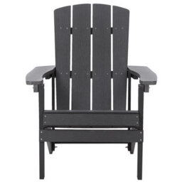 Beliani Garden Chair Adirondack With Footstool Dark Grey - thumbnail 5