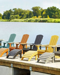 Beliani Garden Chair Adirondack With Footstool Dark Grey - thumbnail 2
