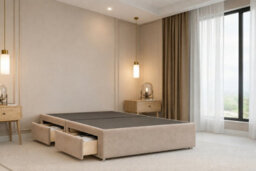 "Nexus Portofino Plush Divan, Pebble, 54"" Winged Hb, 2 Drawers Foot-End, Open Coil Mattress, King" - thumbnail 6