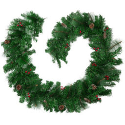 Tectake Christmas Garland - Artificial With Pine Cones And Berries, 2.7 M - Red/green - thumbnail 1