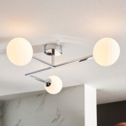 Luminosa Lighting Luminosa Riomaggiore Bathroom 3 Light Ceiling Semi Flush Chrome Plate & Matt Opal Glass Ip44 - thumbnail 4