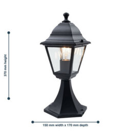 First Choice Lighting Set Of 2 Cambridge - Black Four Sided Lantern Ip44 Outdoor Post Lights - thumbnail 6