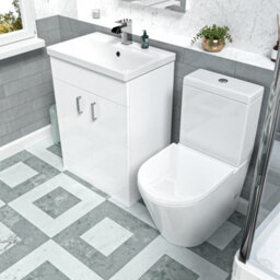 Nes Home White 600mm Basin Vanity Unit & Close Coupled Toilet - thumbnail 4