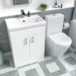 Nes Home White 600mm Basin Vanity Unit & Close Coupled Toilet - thumbnail 5