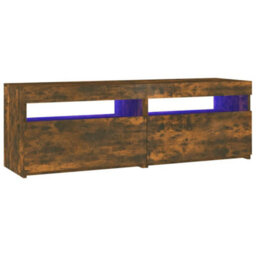 Berkfield Modern Tv Cabinet With Led Lights Smoked Oak 120X35X40 Cm - thumbnail 1