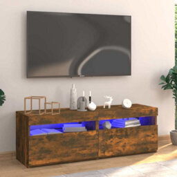 Berkfield Modern Tv Cabinet With Led Lights Smoked Oak 120X35X40 Cm - thumbnail 2