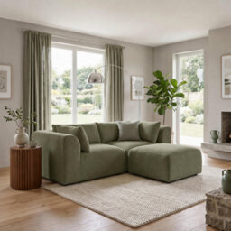 Furniturebox Uk Drift Green Boucle Fabric 2 Seater Modular Chaise Sofa - thumbnail 5