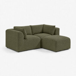 Furniturebox Uk Drift Green Boucle Fabric 2 Seater Modular Chaise Sofa - thumbnail 6