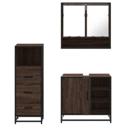 Berkfield 3 Piece Bathroom Furniture Set Brown Oak Engineered Wood - thumbnail 5