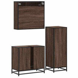 Berkfield 3 Piece Bathroom Furniture Set Brown Oak Engineered Wood - thumbnail 7