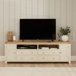 The Furniture Market Marbury Cream Painted Xxl Widescreen Tv Unit Stand Up To 100 Tv Size - thumbnail 2