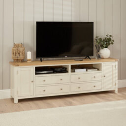 The Furniture Market Marbury Cream Painted Xxl Widescreen Tv Unit Stand Up To 100 Tv Size