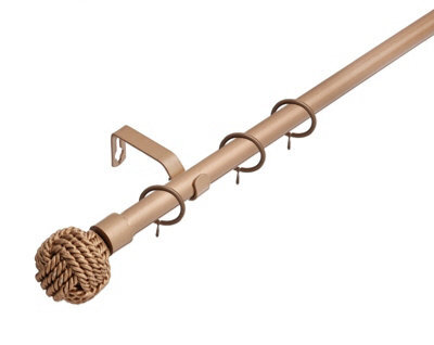 Lister Cartwright 19 mm Extendable Metal Curtain Poles  - Bronze (Knotted Finials, 70 - 120 Cm) - image 1