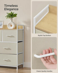 Drawers, Organizing Unit, Chest Of Drawers, Bedroom Cabinet, 7 Fabric Drawers, Metal Frame, Cream White And Oak Beige - thumbnail 7