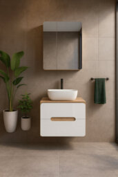 Impact Furniture Bathroom Mirror Cabinet Narrow Wall Mounted 600mm Mirrored Slim Storage Unit Oak Aruba - thumbnail 9