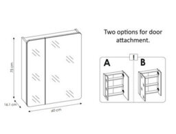 Impact Furniture Bathroom Mirror Cabinet Narrow Wall Mounted 600mm Mirrored Slim Storage Unit Oak Aruba - thumbnail 8