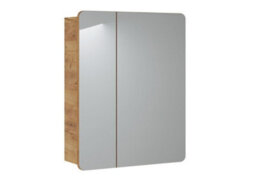 Impact Furniture Bathroom Mirror Cabinet Narrow Wall Mounted 600mm Mirrored Slim Storage Unit Oak Aruba - thumbnail 4