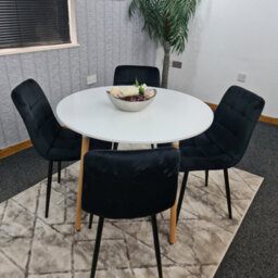 Kosy Koala Dining Table Set Of 4 Round White Dining Table And 4 Black Velvet Tufted Chairs For Kitchen Room Dining Room - thumbnail 2