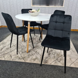 Kosy Koala Dining Table Set Of 4 Round White Dining Table And 4 Black Velvet Tufted Chairs For Kitchen Room Dining Room - thumbnail 7
