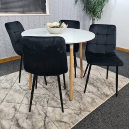 Kosy Koala Dining Table Set Of 4 Round White Dining Table And 4 Black Velvet Tufted Chairs For Kitchen Room Dining Room - thumbnail 8