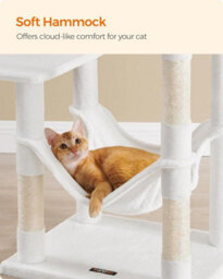 Songmics Cat Tree, Cozy Kitty Corner, Cat Tower, Cat Condo, Feline Mansion, Cream White - thumbnail 4