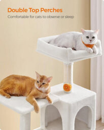 Songmics Cat Tree, Cozy Kitty Corner, Cat Tower, Cat Condo, Feline Mansion, Cream White - thumbnail 3