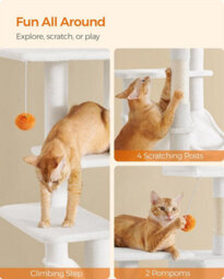 Songmics Cat Tree, Cozy Kitty Corner, Cat Tower, Cat Condo, Feline Mansion, Cream White - thumbnail 5