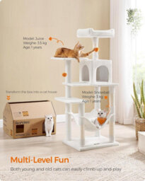 Songmics Cat Tree, Cozy Kitty Corner, Cat Tower, Cat Condo, Feline Mansion, Cream White