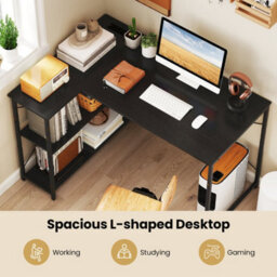Home Office Computer Desk With Reversible Adjustable Storage Shelves - thumbnail 6