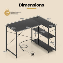 Home Office Computer Desk With Reversible Adjustable Storage Shelves - thumbnail 2