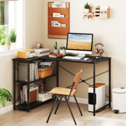 Home Office Computer Desk With Reversible Adjustable Storage Shelves - thumbnail 4
