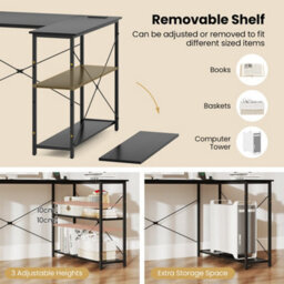 Home Office Computer Desk With Reversible Adjustable Storage Shelves - thumbnail 5