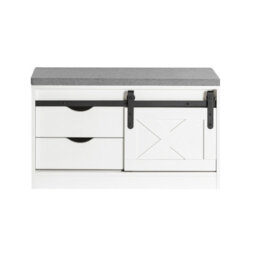 Sobuy Fsr153-W, Hallway Shoe Bench Shoe Rack Shoe Cabinet With A Sliding Door And Seat Cushion,white,w80Xd30Xh49.5 - thumbnail 1