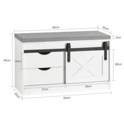 Sobuy Fsr153-W, Hallway Shoe Bench Shoe Rack Shoe Cabinet With A Sliding Door And Seat Cushion,white,w80Xd30Xh49.5 - thumbnail 3