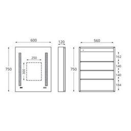 Homestylestore 600 X 750mm Cool White Led Wall Mounted Mirrored Door Bathroom Cabinet - thumbnail 2