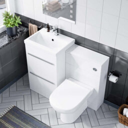 Nes Home 1000mm Floor Standing Vanity 2 Drawer Gloss White With Back To Wall Wc Toilet - thumbnail 3