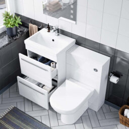 Nes Home 1000mm Floor Standing Vanity 2 Drawer Gloss White With Back To Wall Wc Toilet - thumbnail 2