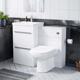Nes Home 1000mm Floor Standing Vanity 2 Drawer Gloss White With Back To Wall Wc Toilet - thumbnail 6