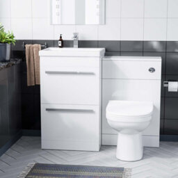 Nes Home 1000mm Floor Standing Vanity 2 Drawer Gloss White With Back To Wall Wc Toilet - thumbnail 5