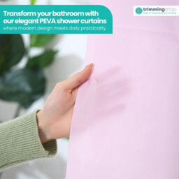 Neel Blue Shower Curtain With Hooks, Water-Resistant Vinyl Fabric, 180Cm X 180Cm Pink - thumbnail 4