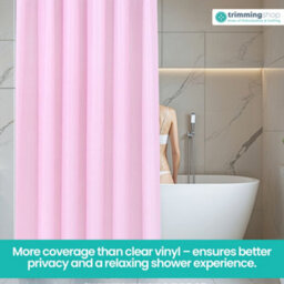 Neel Blue Shower Curtain With Hooks, Water-Resistant Vinyl Fabric, 180Cm X 180Cm Pink - thumbnail 7