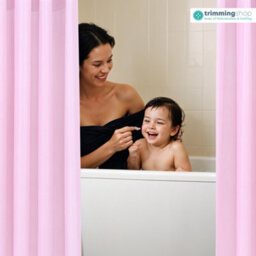 Neel Blue Shower Curtain With Hooks, Water-Resistant Vinyl Fabric, 180Cm X 180Cm Pink - thumbnail 6